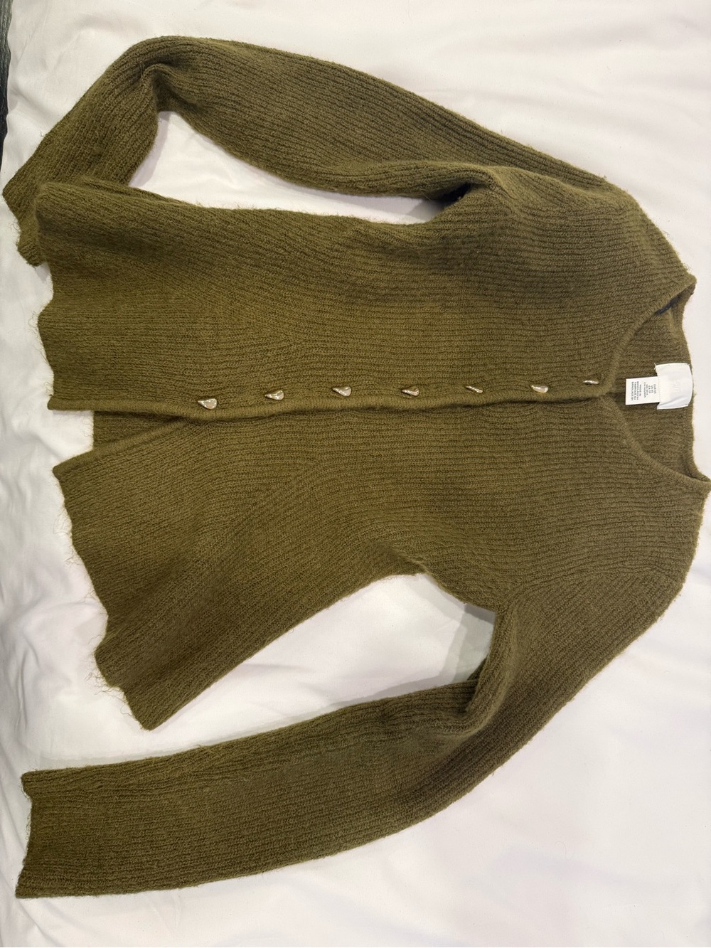 Olive Green Women's Peplum Sweater Cardigan